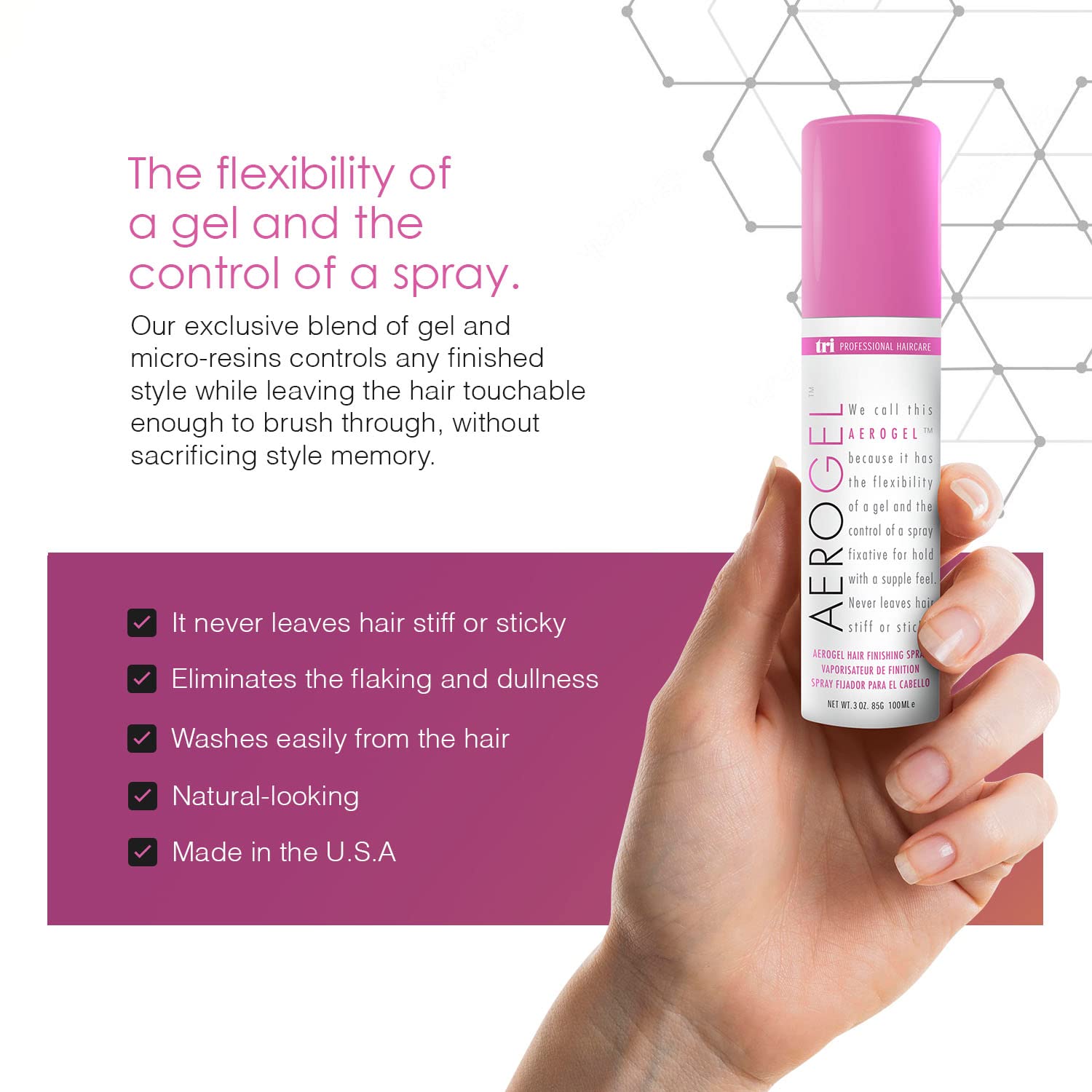 TRIDESIGN Aerogel Hairspray : convient à tous les types de cheveux
