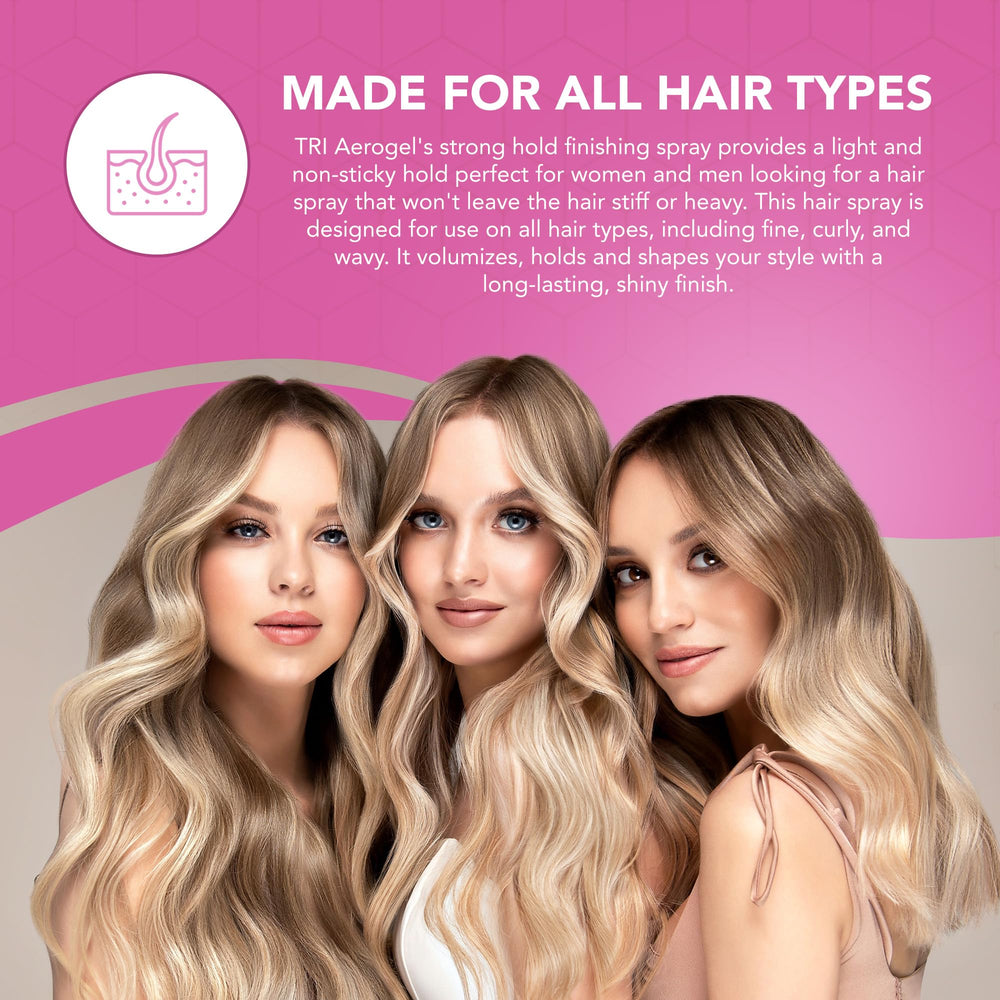 TRIDESIGN Aerogel Hairspray, sans résidu gras pour une apparence propre et légère.
