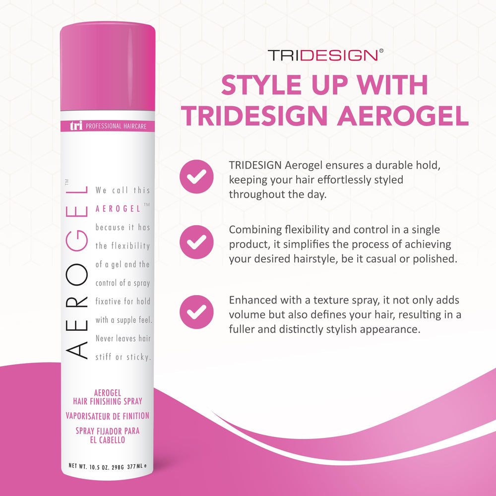 TRIDESIGN Aerogel offre une tenue ferme sans lourdeur adaptée à tous types de cheveux.
