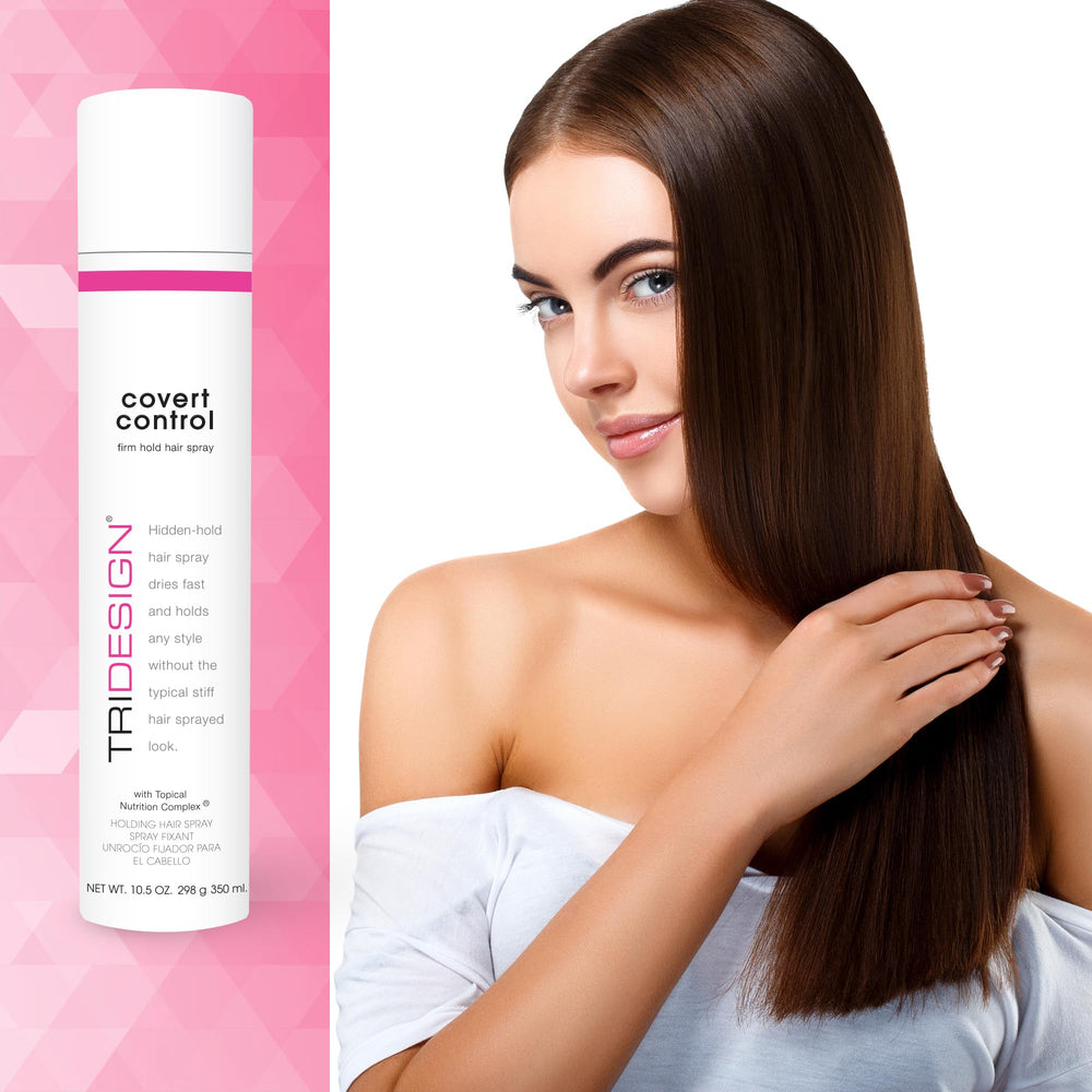 TRIDESIGN Covert Control – utilisation spray-coiffant pour fixation rapide et protection contre l'humidité