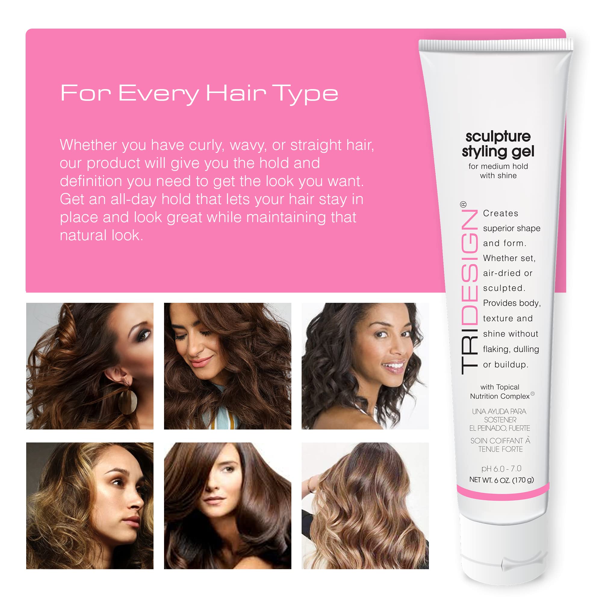 TRIDESIGN Gel Sculptant: coiffure texturée et tenue longue durée.