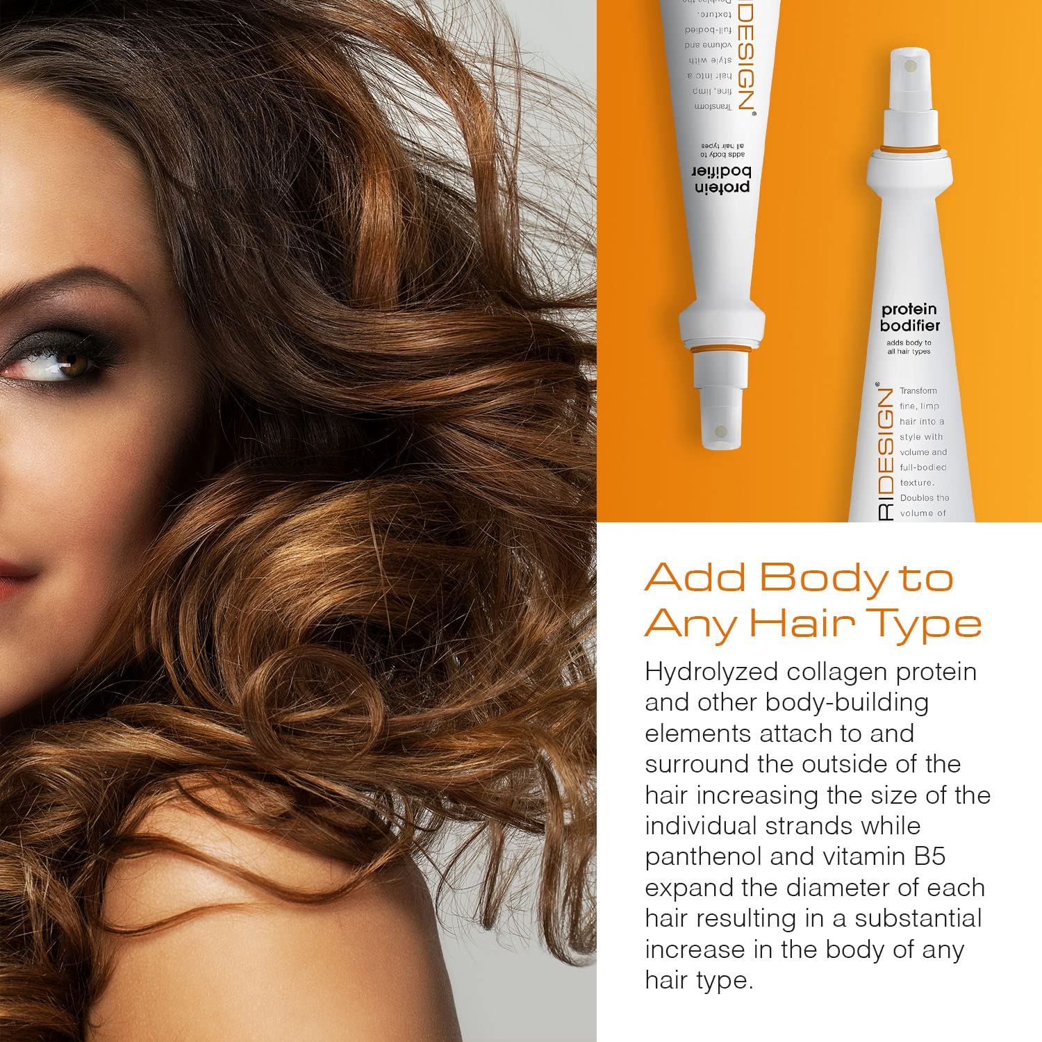 TRIDESIGN Protein Bodifier lift-hair creates visible body and movement.