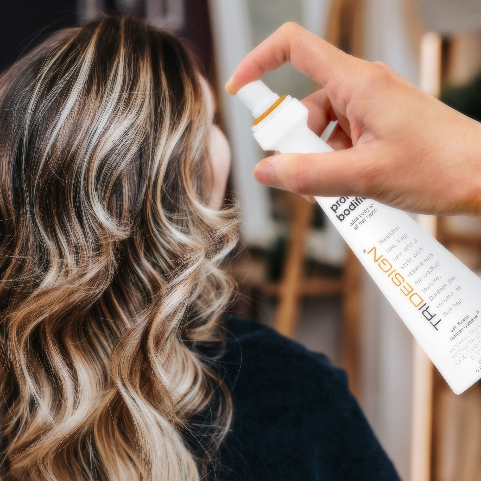 TRIDESIGN Protein Bodifier soft-texture delivers pliable, brushable hair after styling.