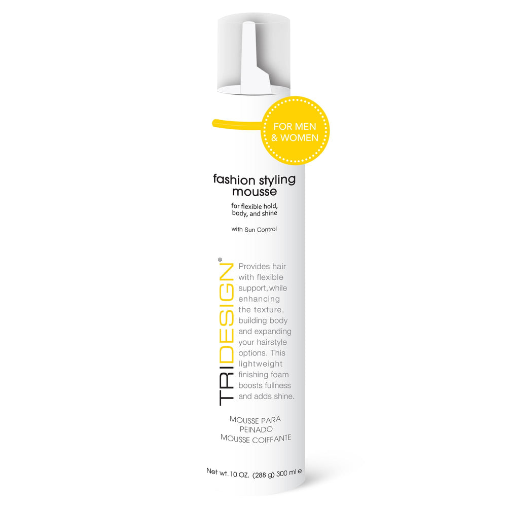 TRI Fashion Mousse : bouteille pratique pour un coiffage rapide et sans frisottis.