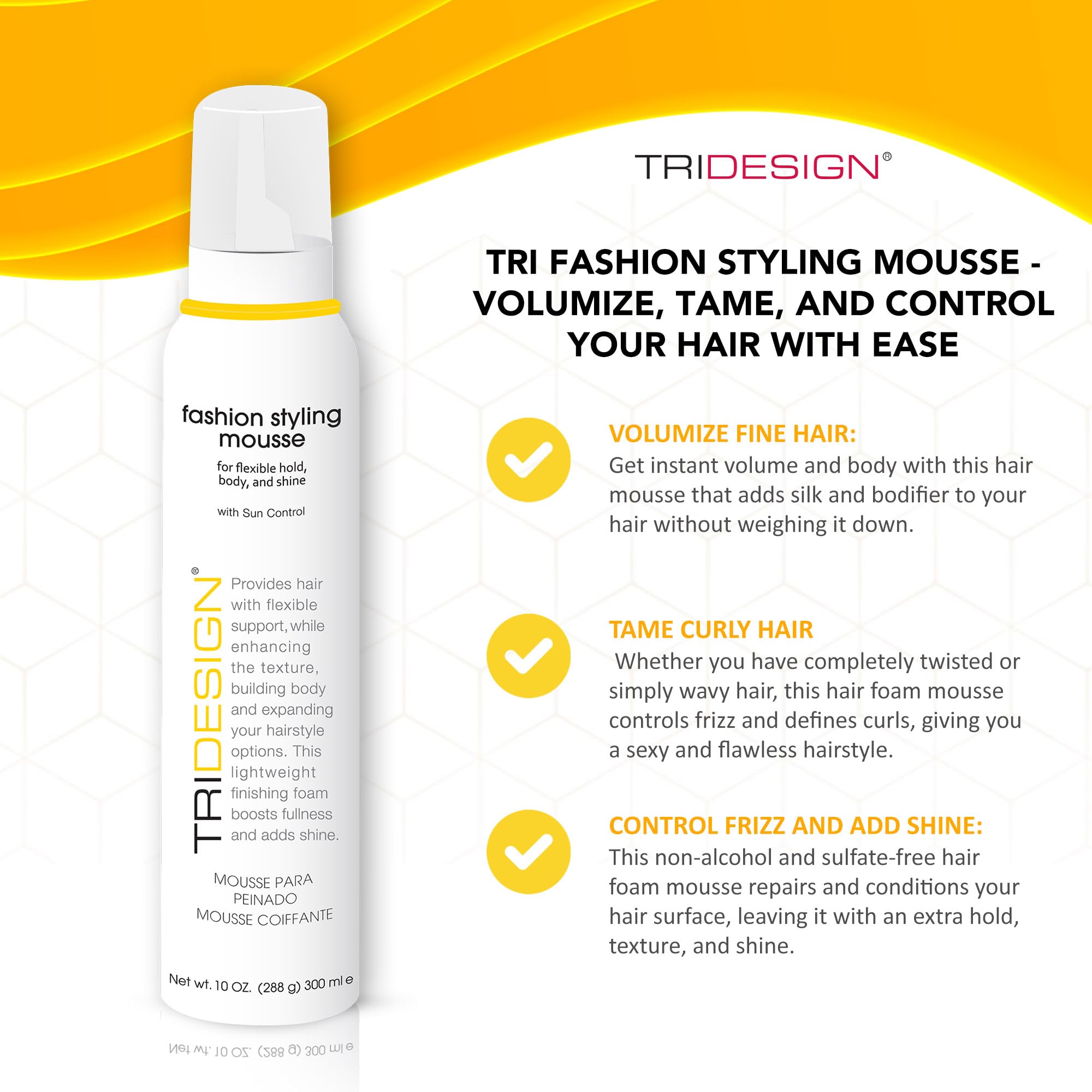 TRI Fashion Mousse : application rapide qui libère le volume dès les racines.