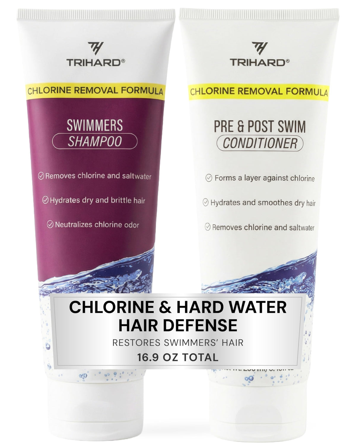Bouteille TRIHARD Chlorine Defense montrant la protection post-nage