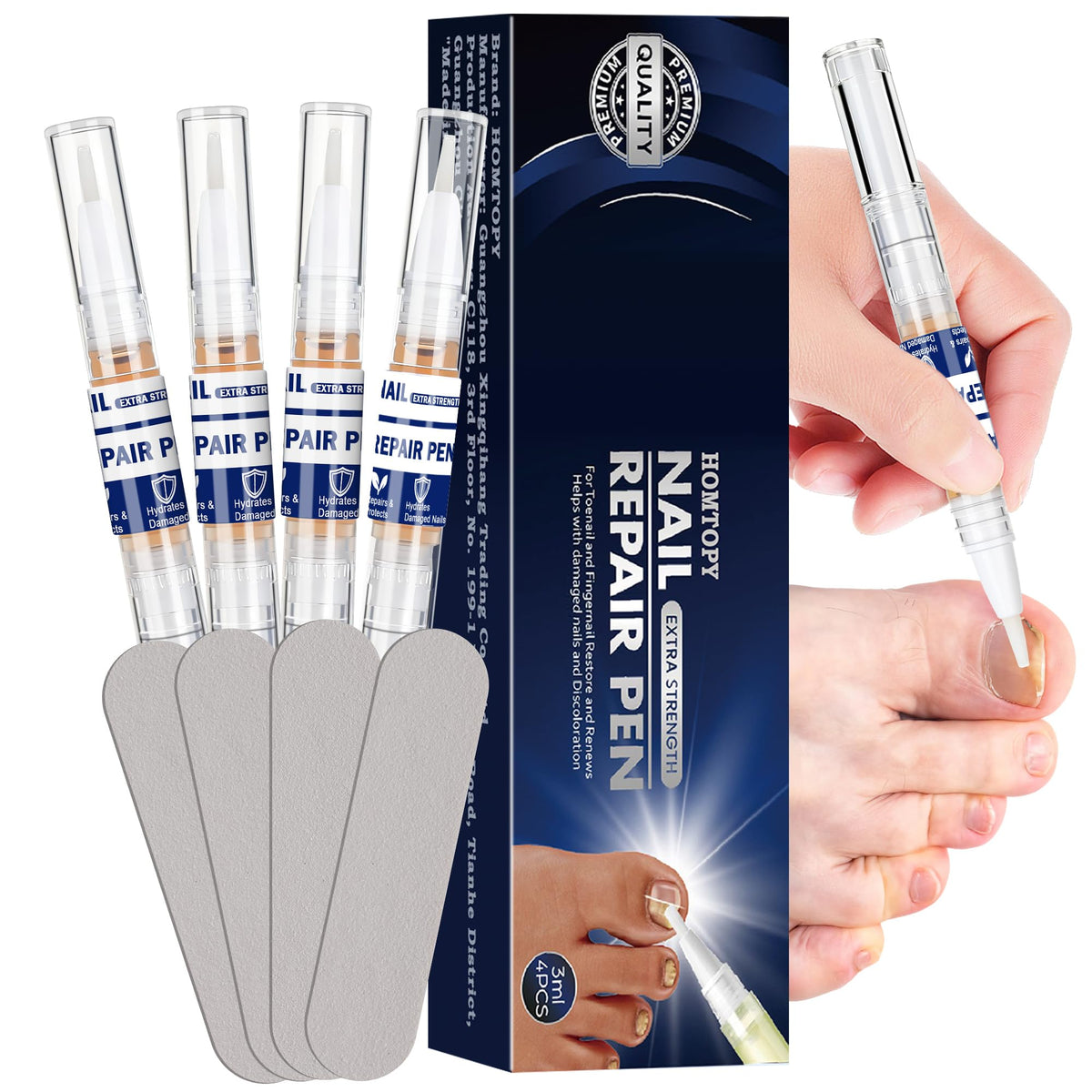 Trihood stylo-reparation-ongles, application ciblée pour ongles endommagés.