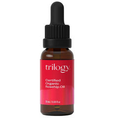 Trilogy huile de rose musquée en bouteille, nutrition douce pour la peau.