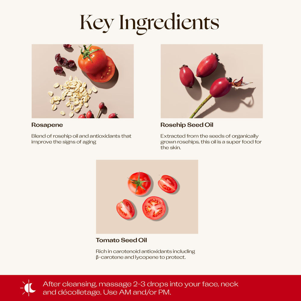 Application sur le visage et le cou avec la Trilogy Rose Musquée