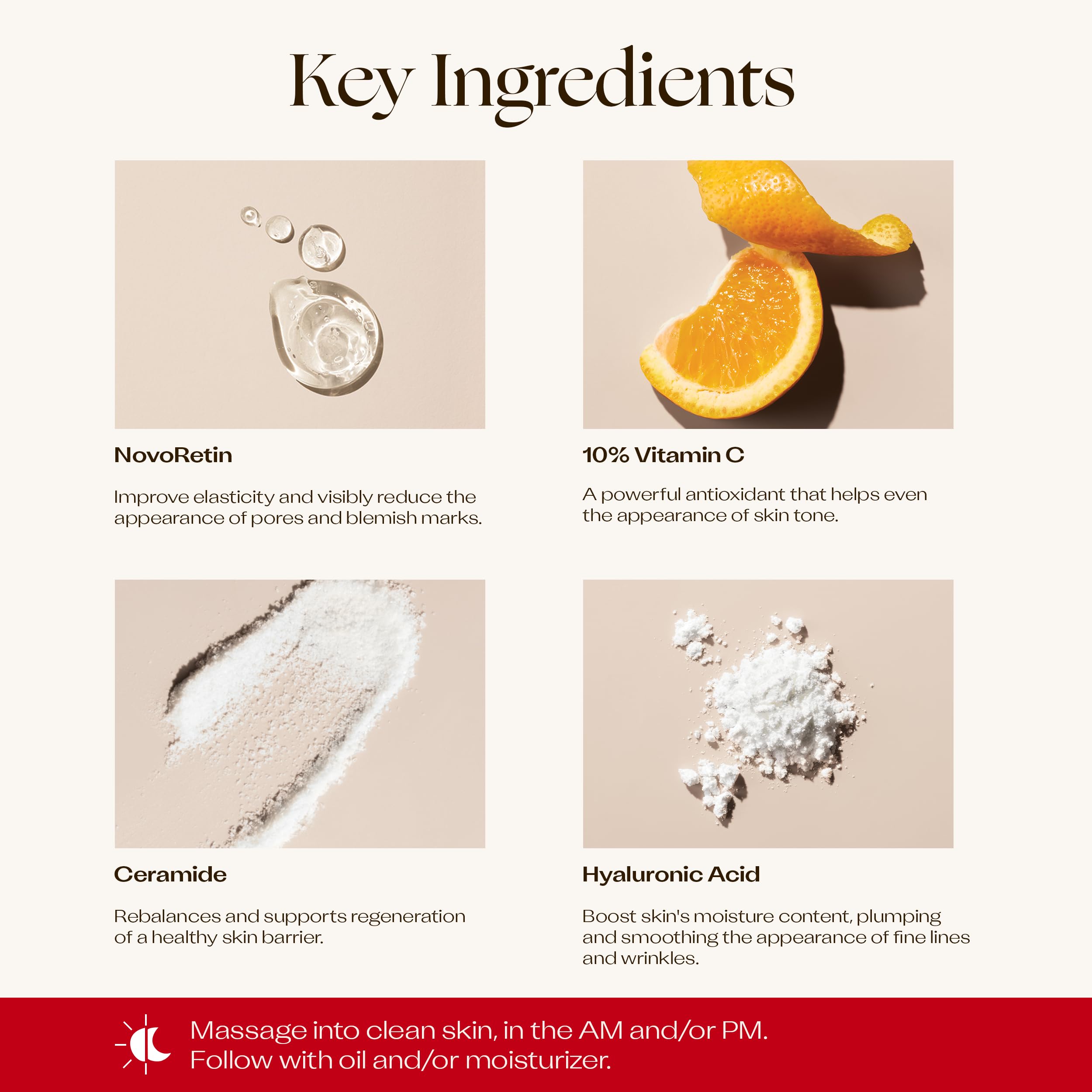 Avant/après Teint plus uniforme avec le Sérum Trilogy vitamine C+