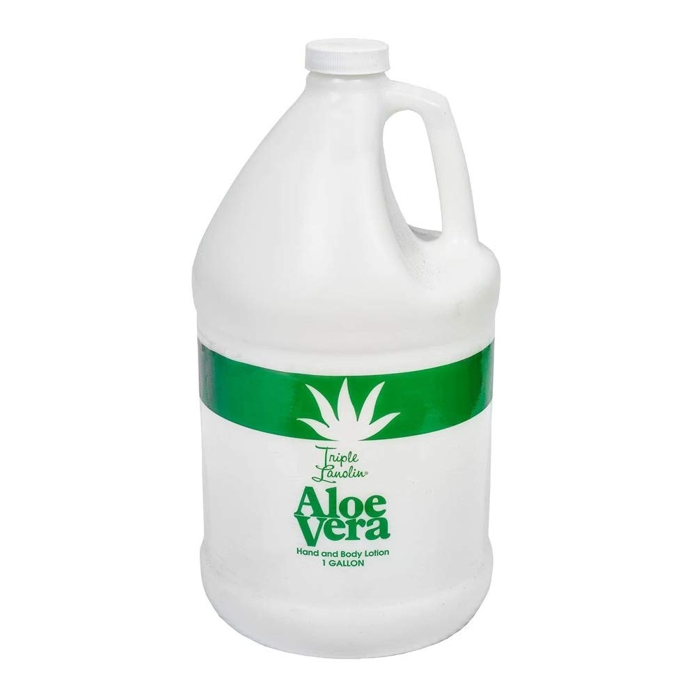 Triple Lanolin Aloe Vera Lotion flacon 128 onces, hydratation durable et légère.