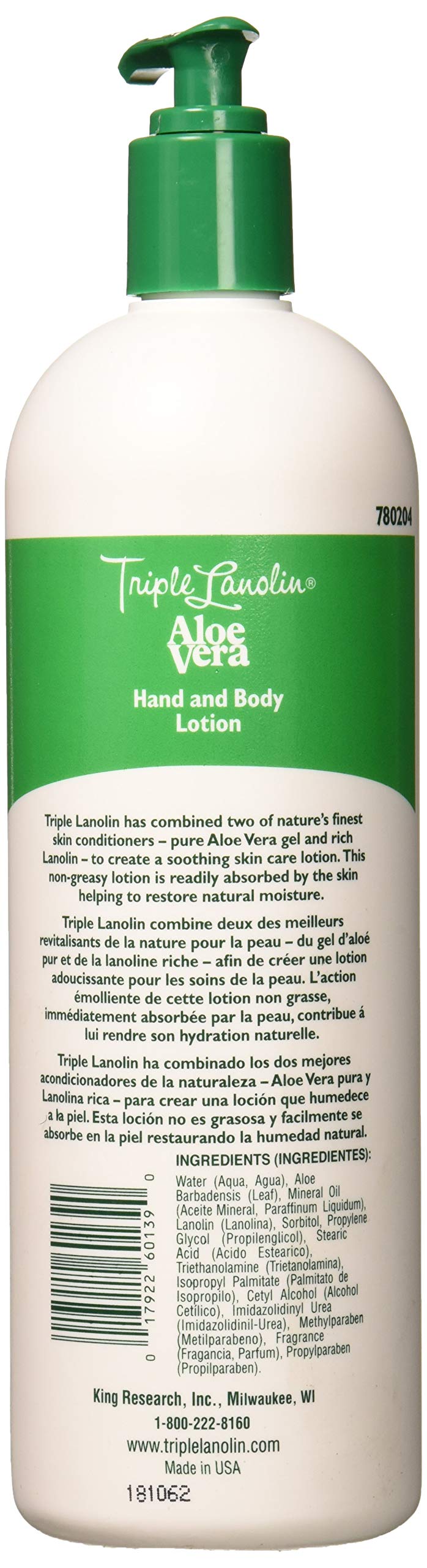 Texture non grasse de la lotion Triple Lanolin Aloe Vera, absorption rapide