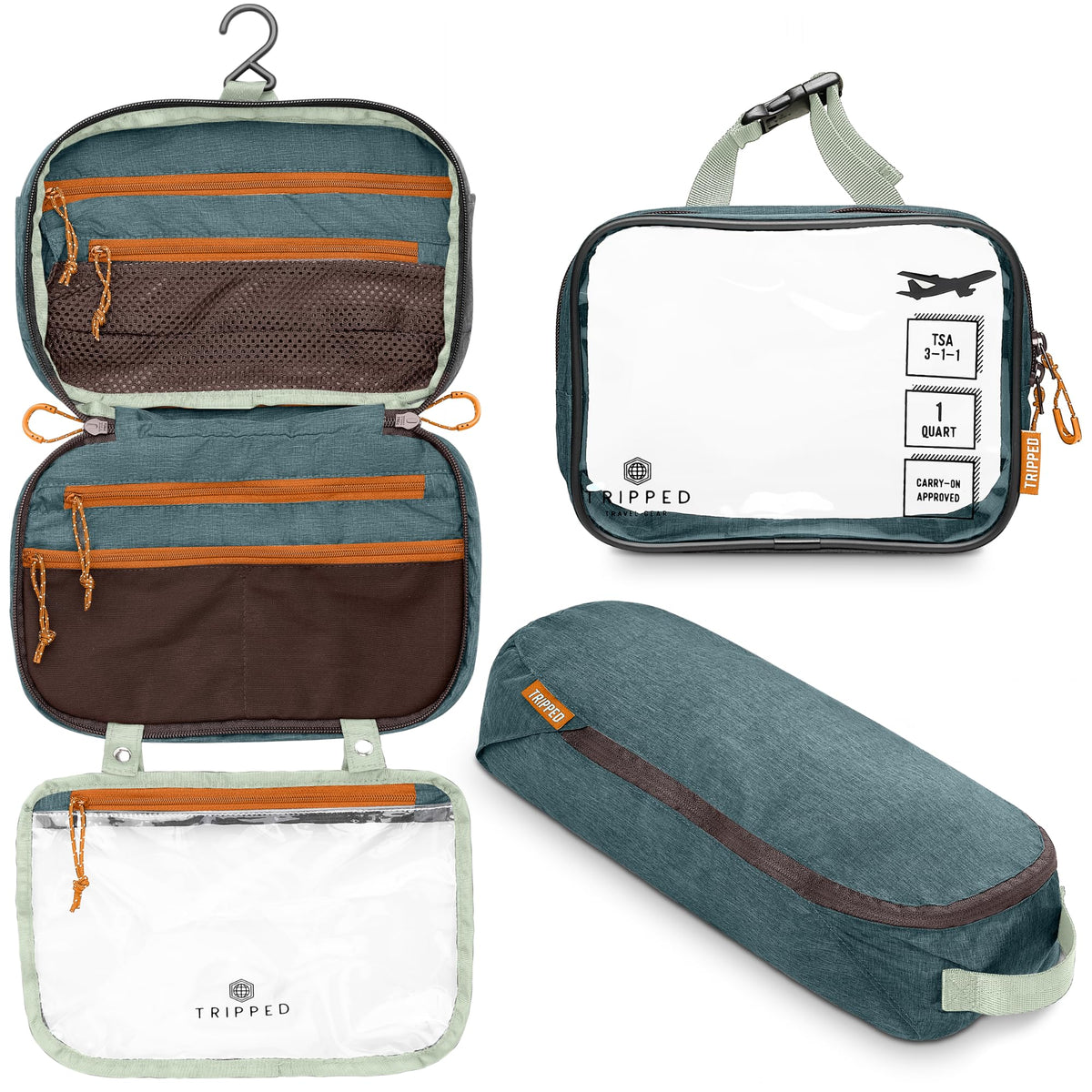 TRIPPED Trousse de toilette suspendue prête pour le voyage.