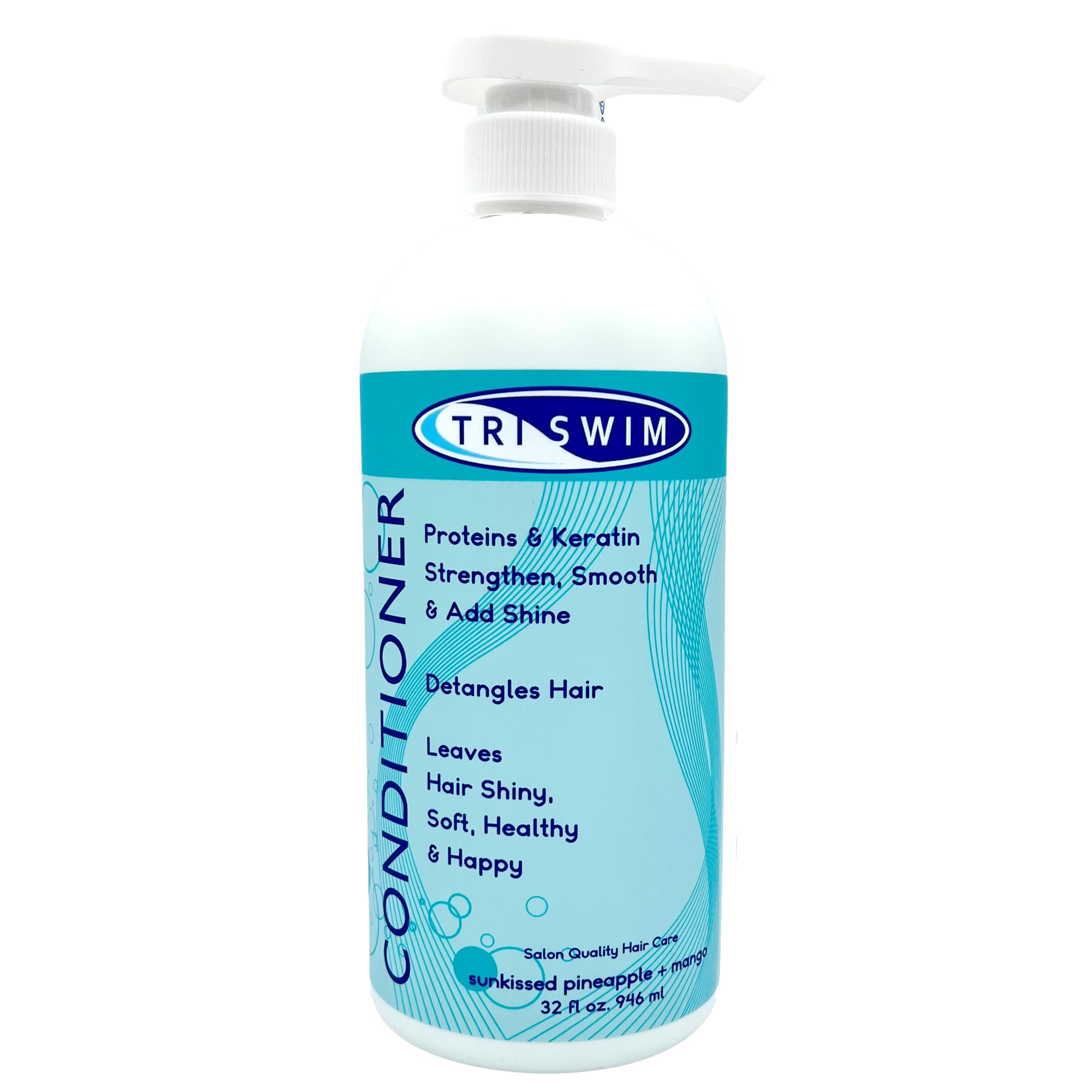 TRISWIM Après-Shampoing avec pompe, hydratation rapide après la nage.