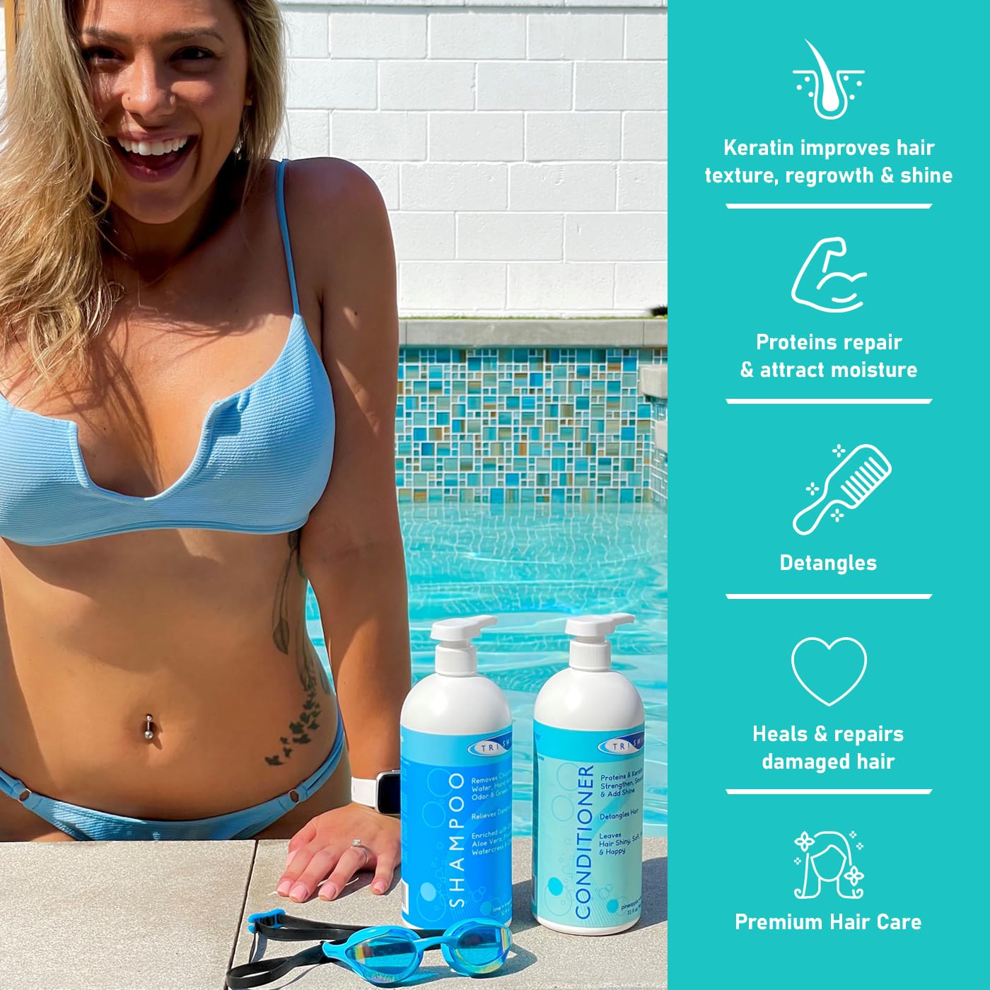 TRISWIM Après-Shampoing brillance cheveux après usage.