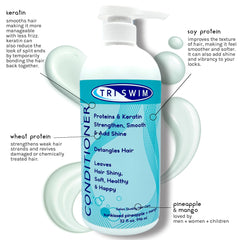 TRISWIM Après-Shampoing hydratant avec protéines et kératine pour cheveux.