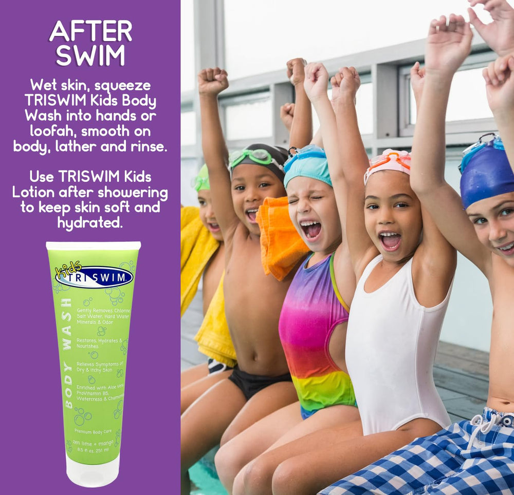 TRISWIM KIDS UTILISATION QUOTIDIENNE : douche douce tout en éliminant les odeurs chimiques.