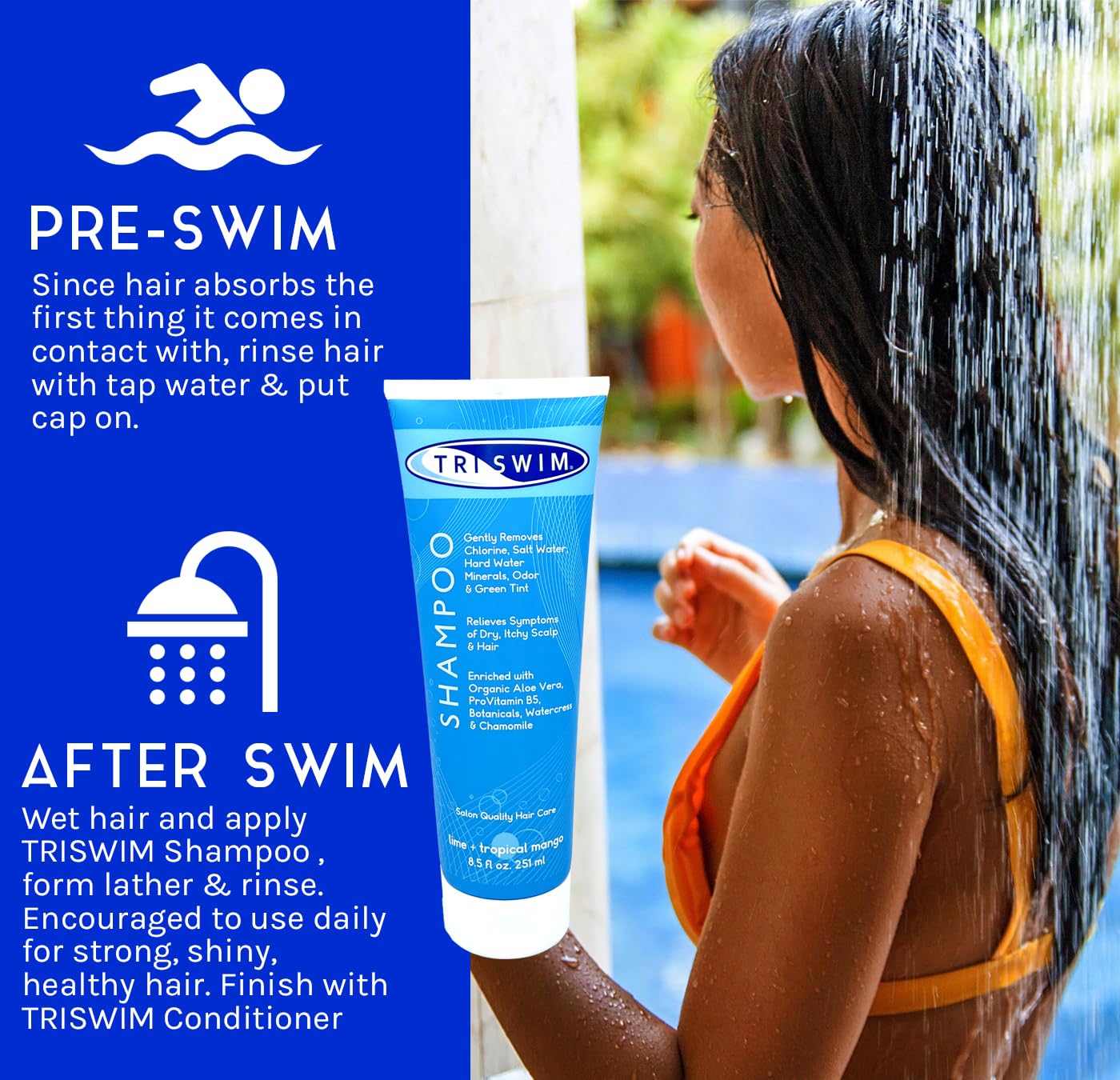 Parfum lime-mango rafraîchissant après la baignade avec TRISWIM
