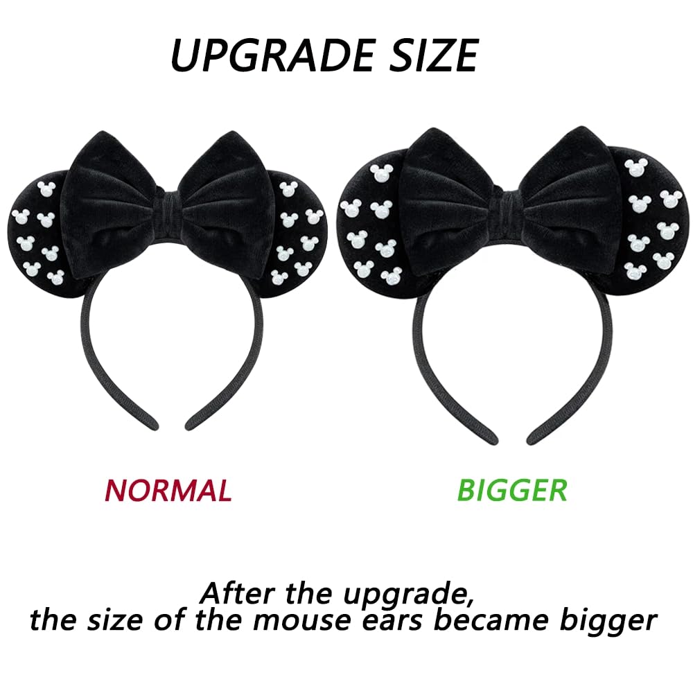 Détails perles sur les oreilles souris, signature Trnerm pour un style fantaisie.
