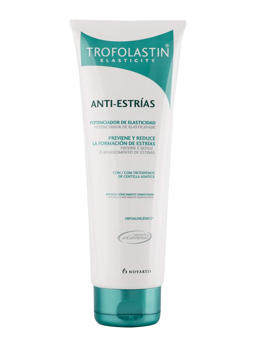 Trofolastin Anti-stretch crème, texture onctueuse prête à l'application pour soutenir l'élasticité de la peau.