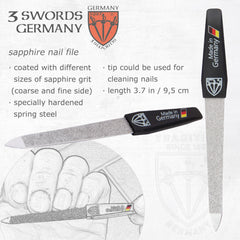 Détails de l'étui 3 Swords Germany en cuir noir.