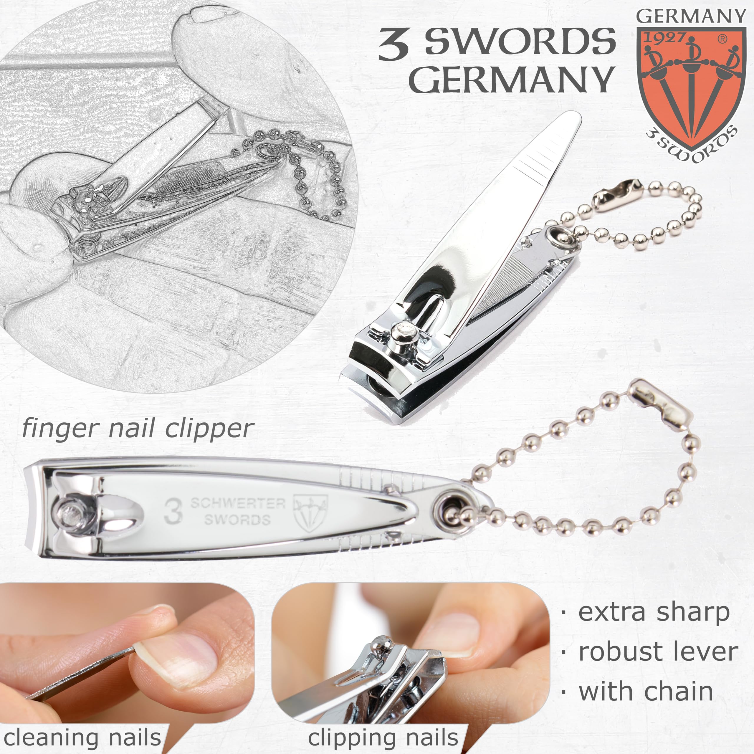 Étui 3 Swords Germany en cuir noir, cadeau élégant et pratique.