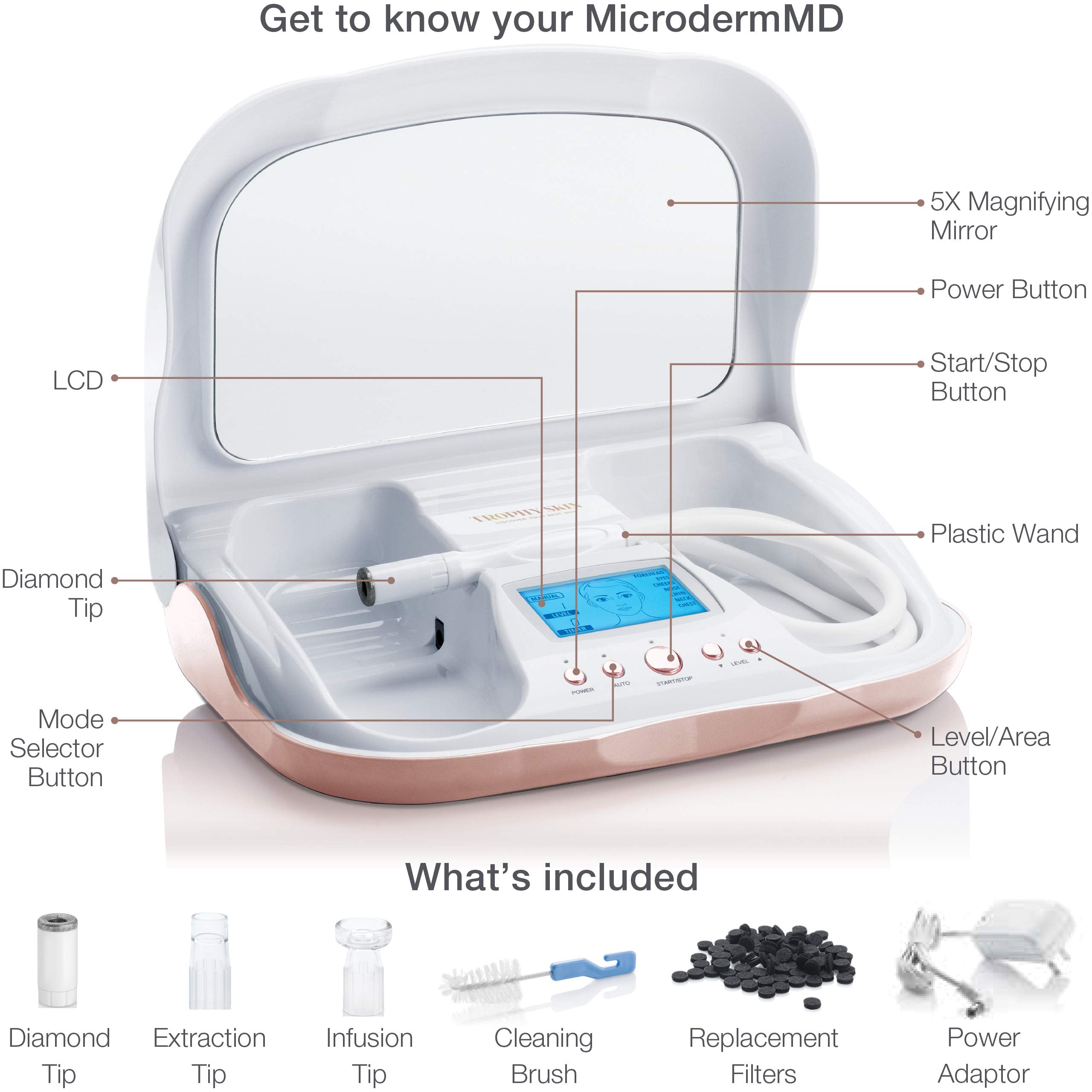 Embouts d'extraction des pores Trophy Skin MicrodermMD pour purger les impuretés.