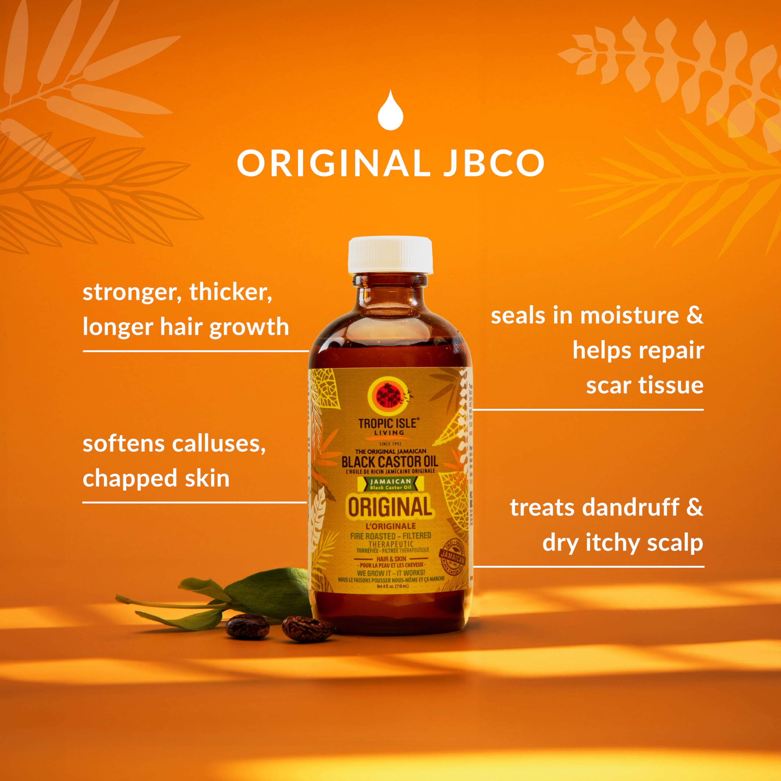 Application cheveux montrant brillance naturelle avec l'huile ricin Tropic Isle Living.