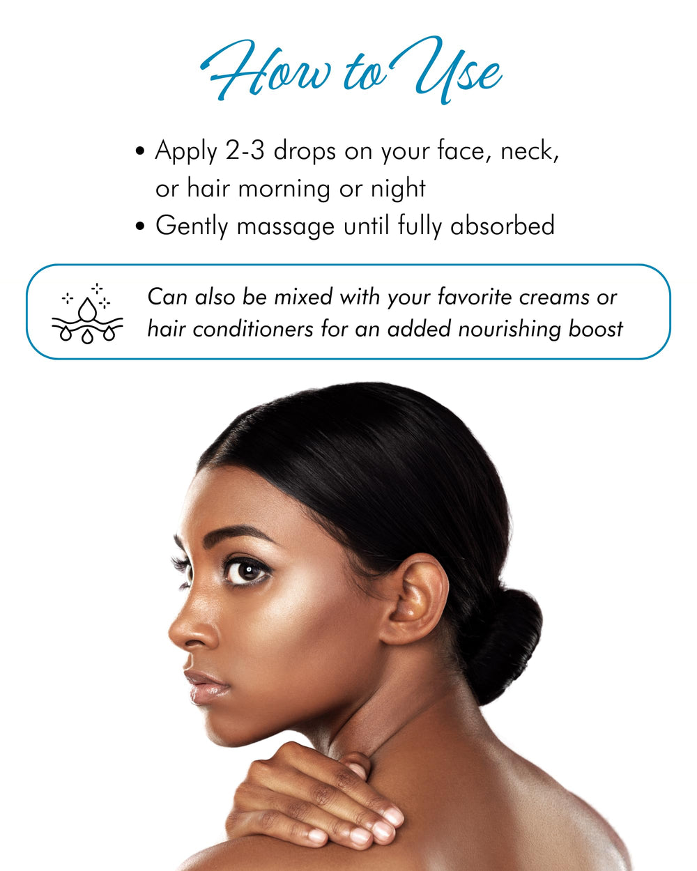 Tropical Holistic Vitamin E oil applied to face for daily moisture