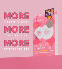 Pansement Troubless Invisible+ patch 1 cm, application visage, couverture ciblée et légère.