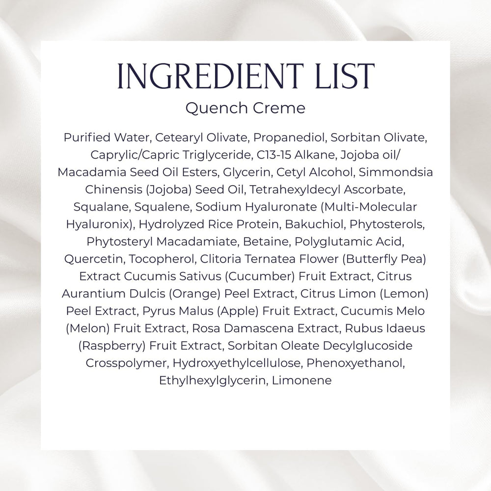 Tru Alchemy Quench Crème – étiquette et emballage sans parfums.