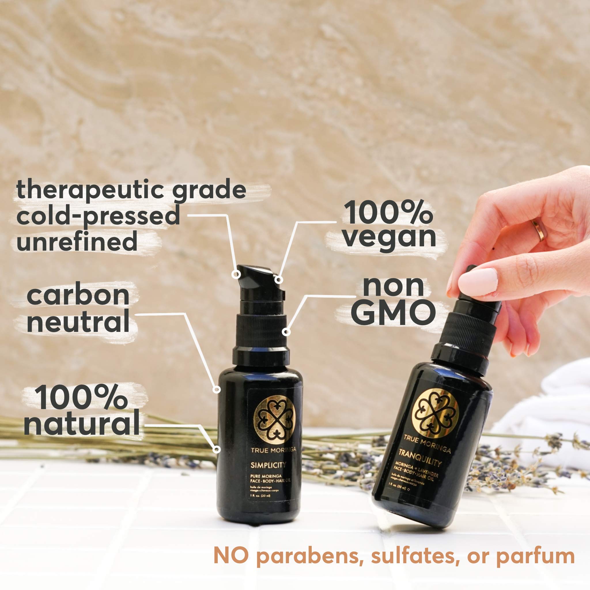 True Moringa huile – application rapide visage pour peau douce