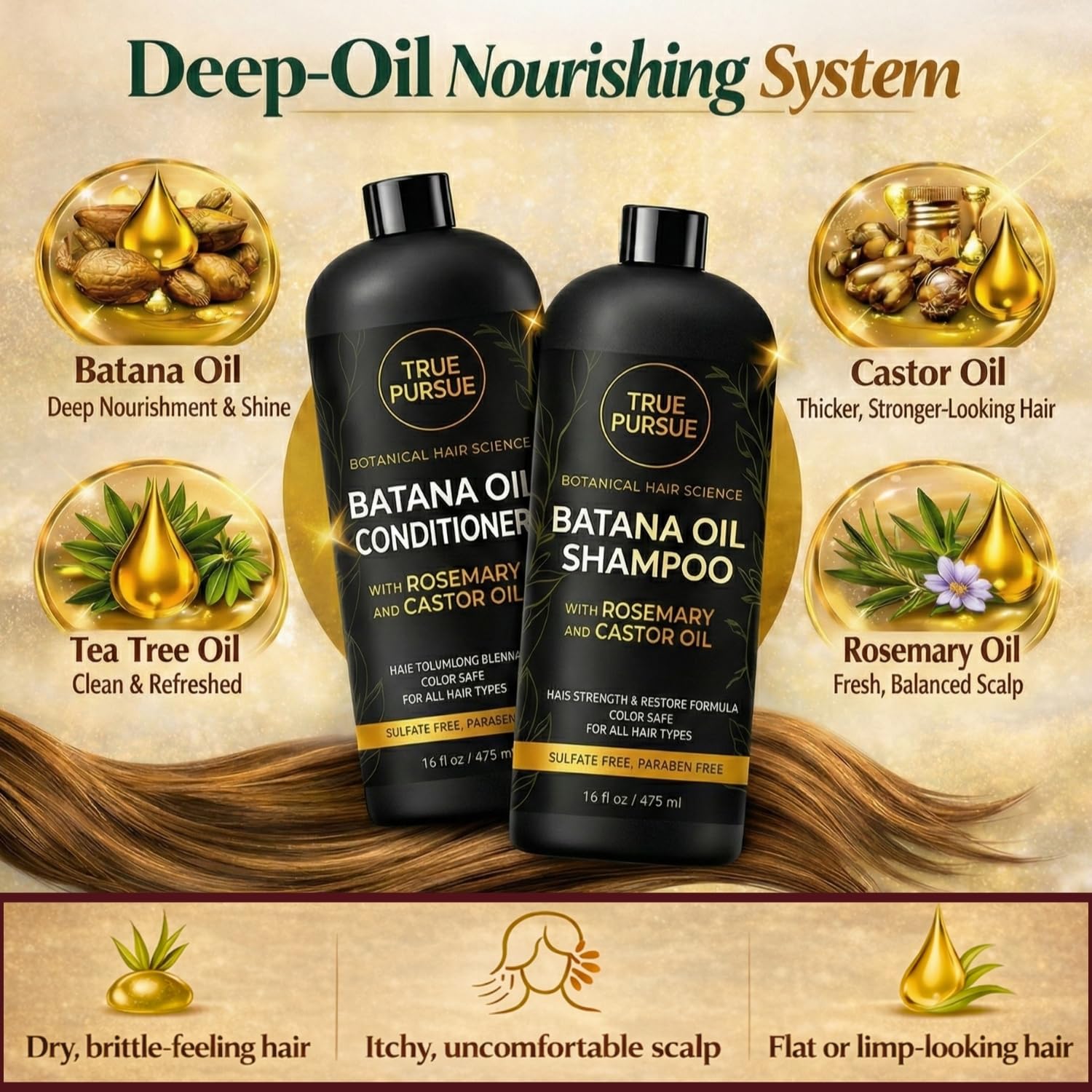 trué-pursué apres-shampoing batana en flacon, nourrit et lisse les cheveux