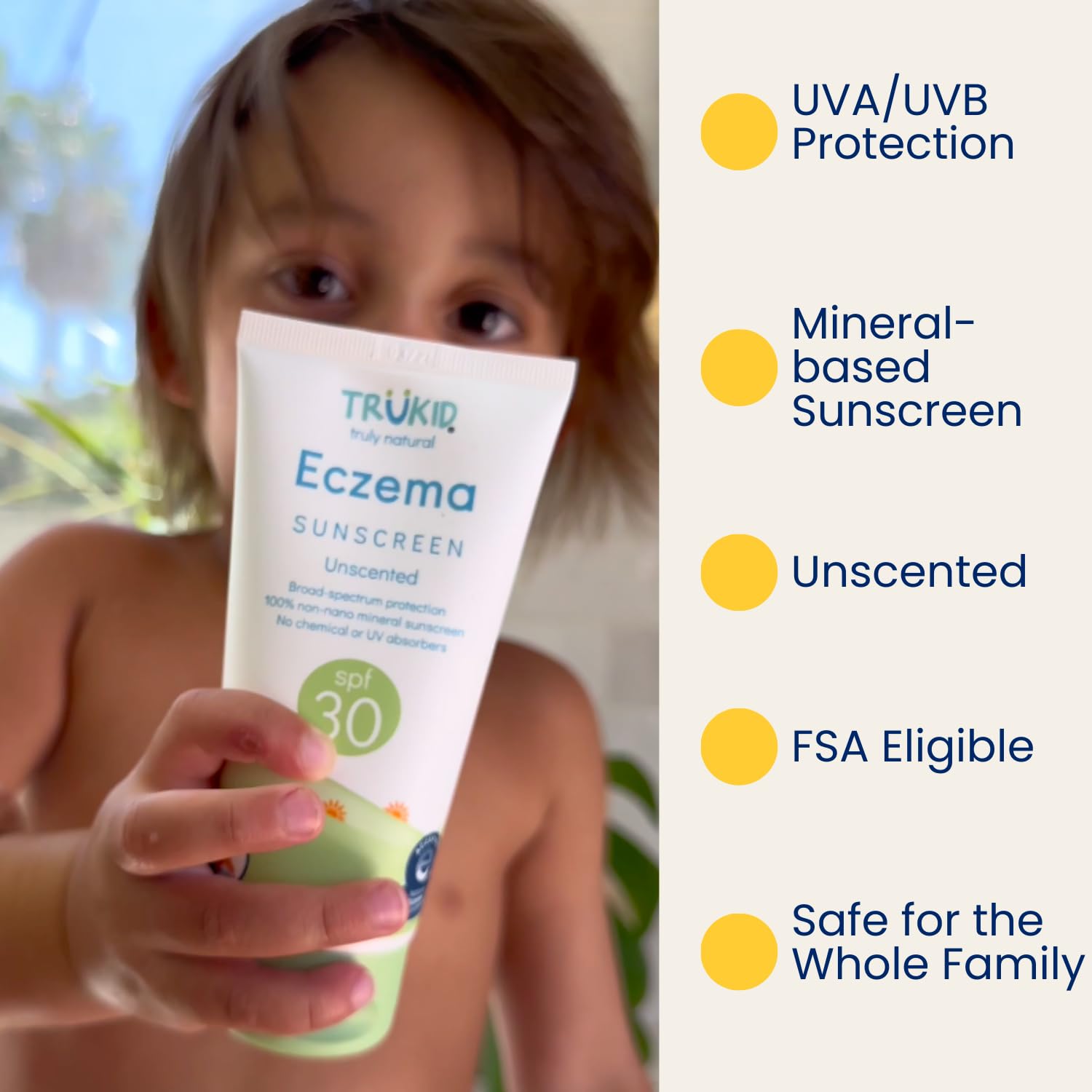 TruKid enfant appliquant écran minéral, sans parfum