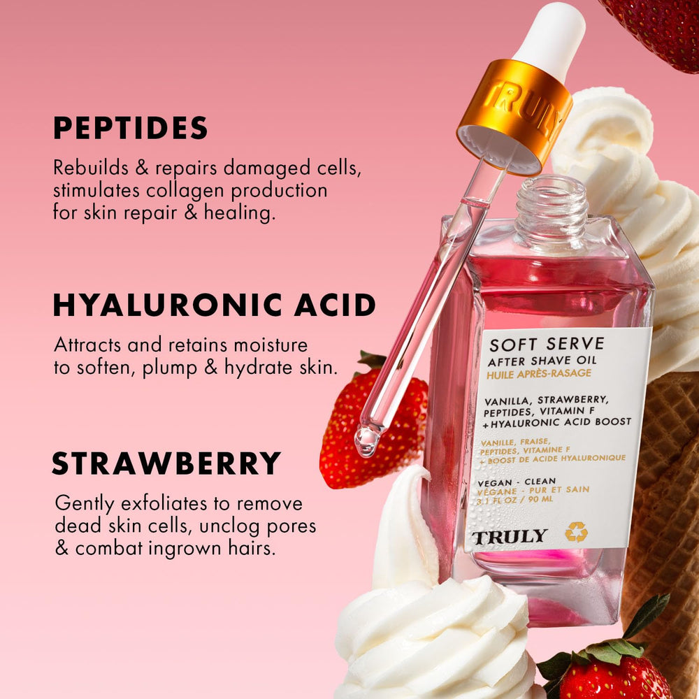 Truly Beauty Soft Serve: gouttes concentrées pour appliquer sur la peau après rasage.