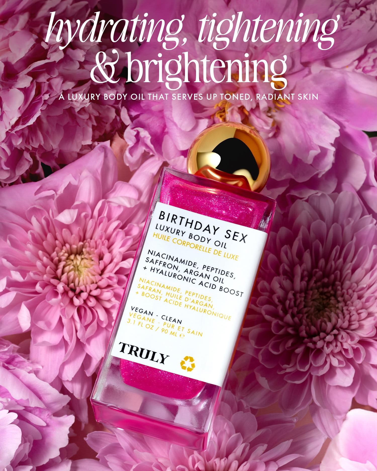 Truly huile corporelle: peptides et hyaluronique renforçant l’élasticité.