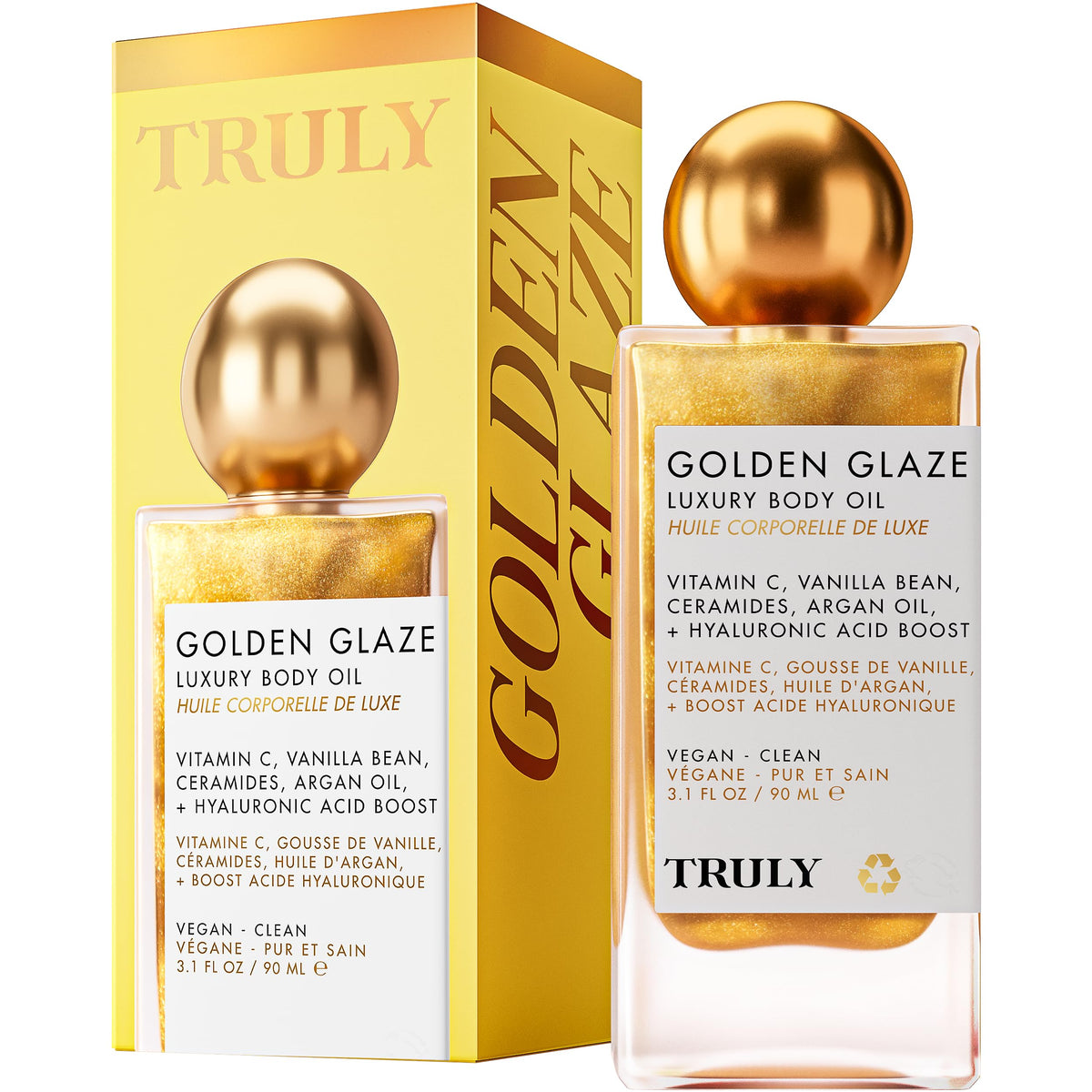 Truly lueur dorée huile corps : hydratation légère et éclat durable.