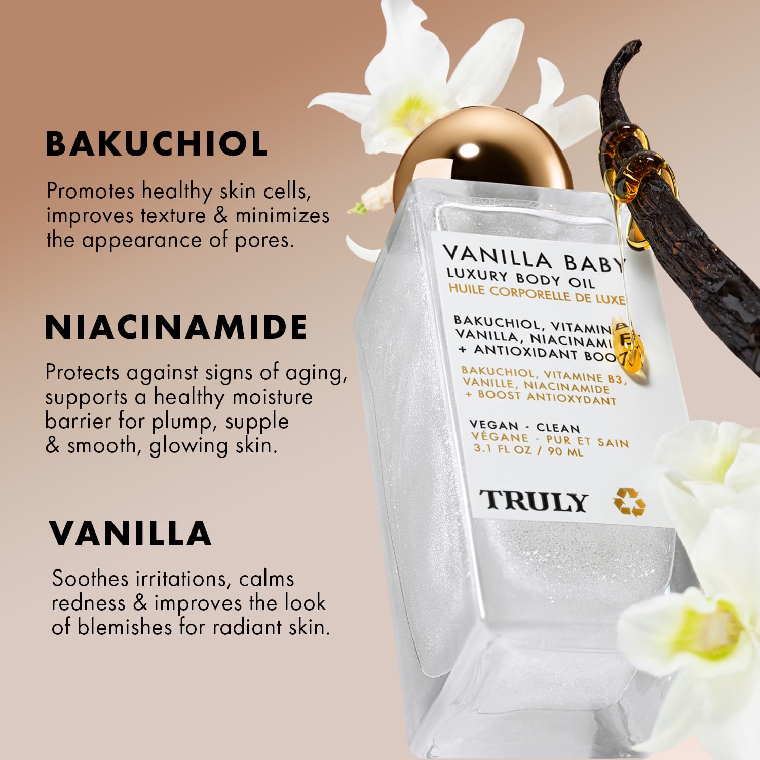 Hydratation prolongée de Truly Vanilla Baby sur la peau.