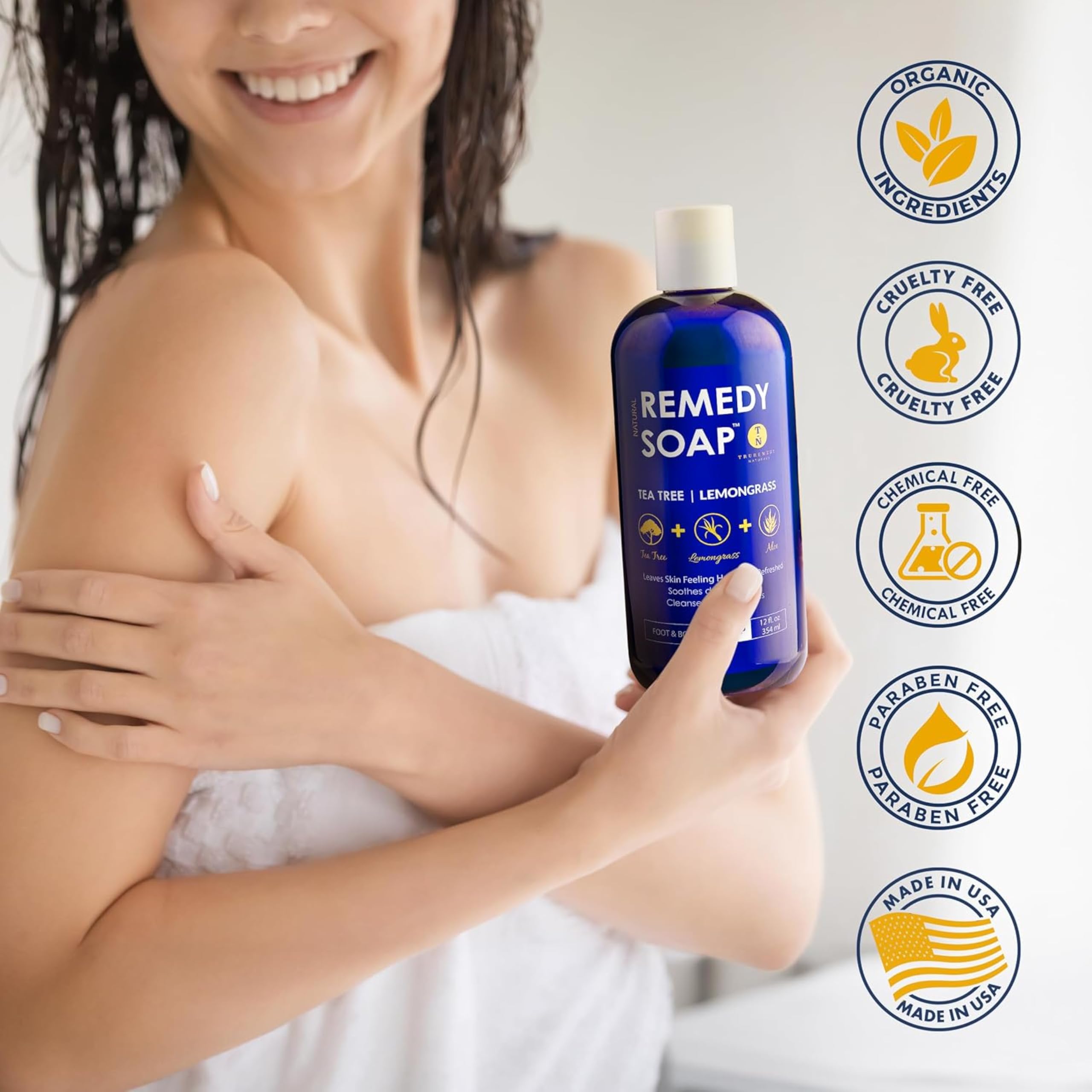 Truremedy Naturals – détails-feuilles-tea-tree et citronnelle visibles : naturel et pur.