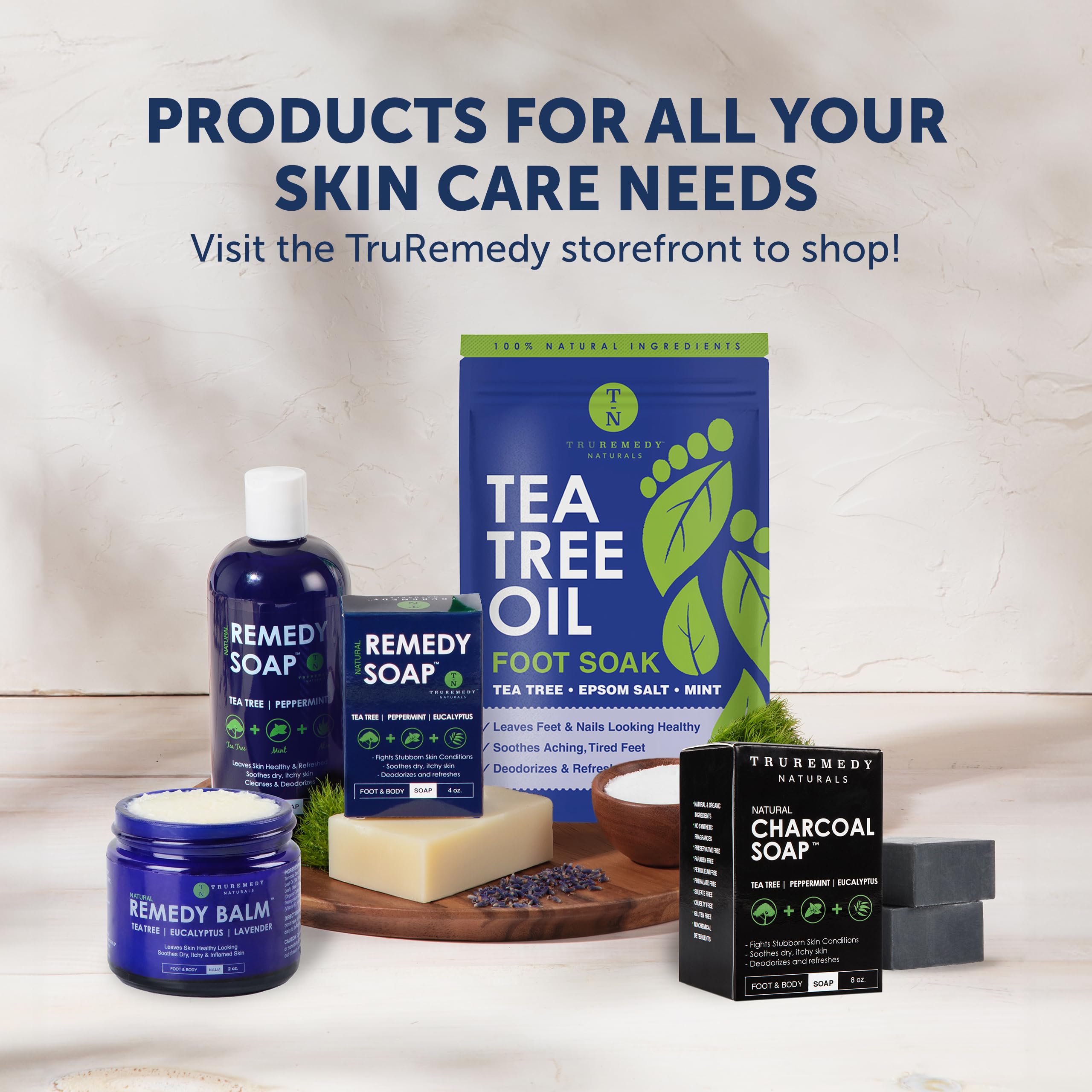 Truremedy Naturals relaxing bath-time scene suggests destressing with lavender scent