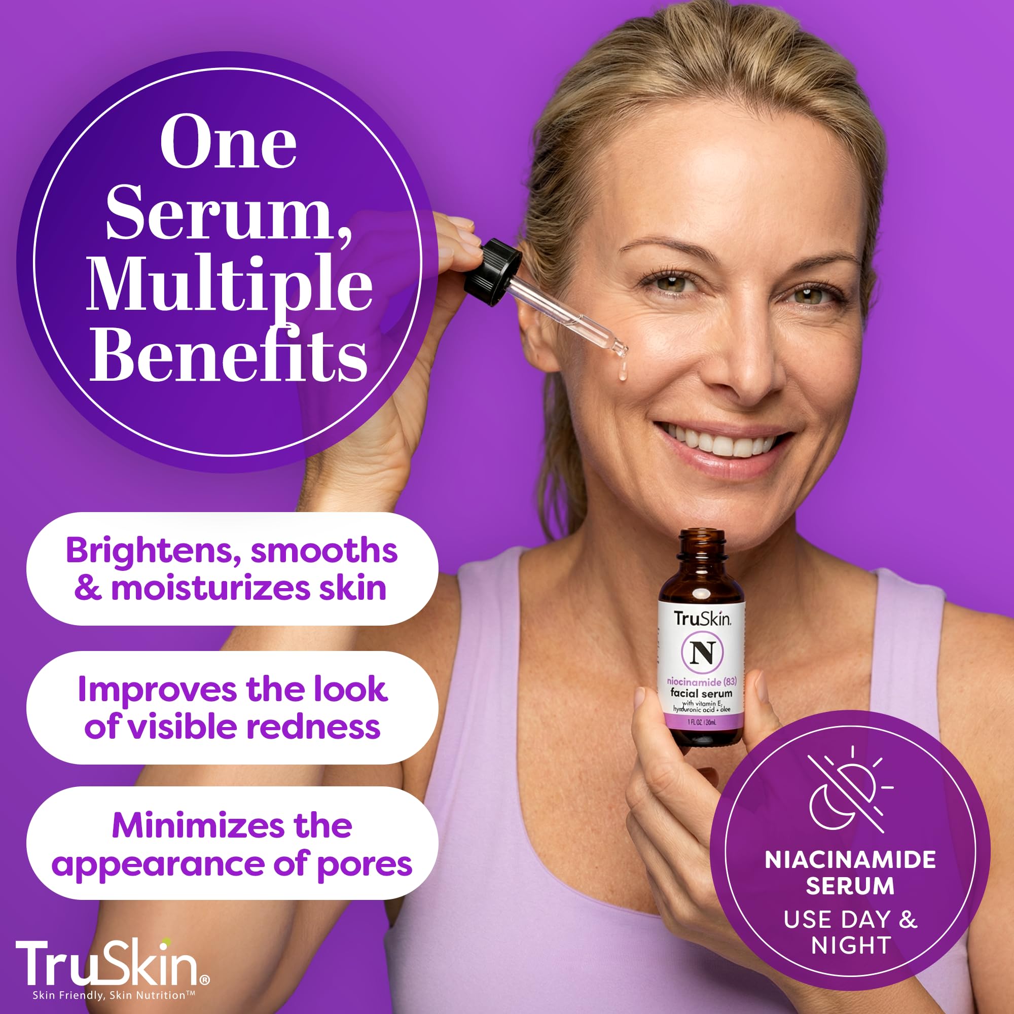 TruSkin B3 Niacinamide Serum : aloé et avocat pour apaiser et soutenir l'élasticité.