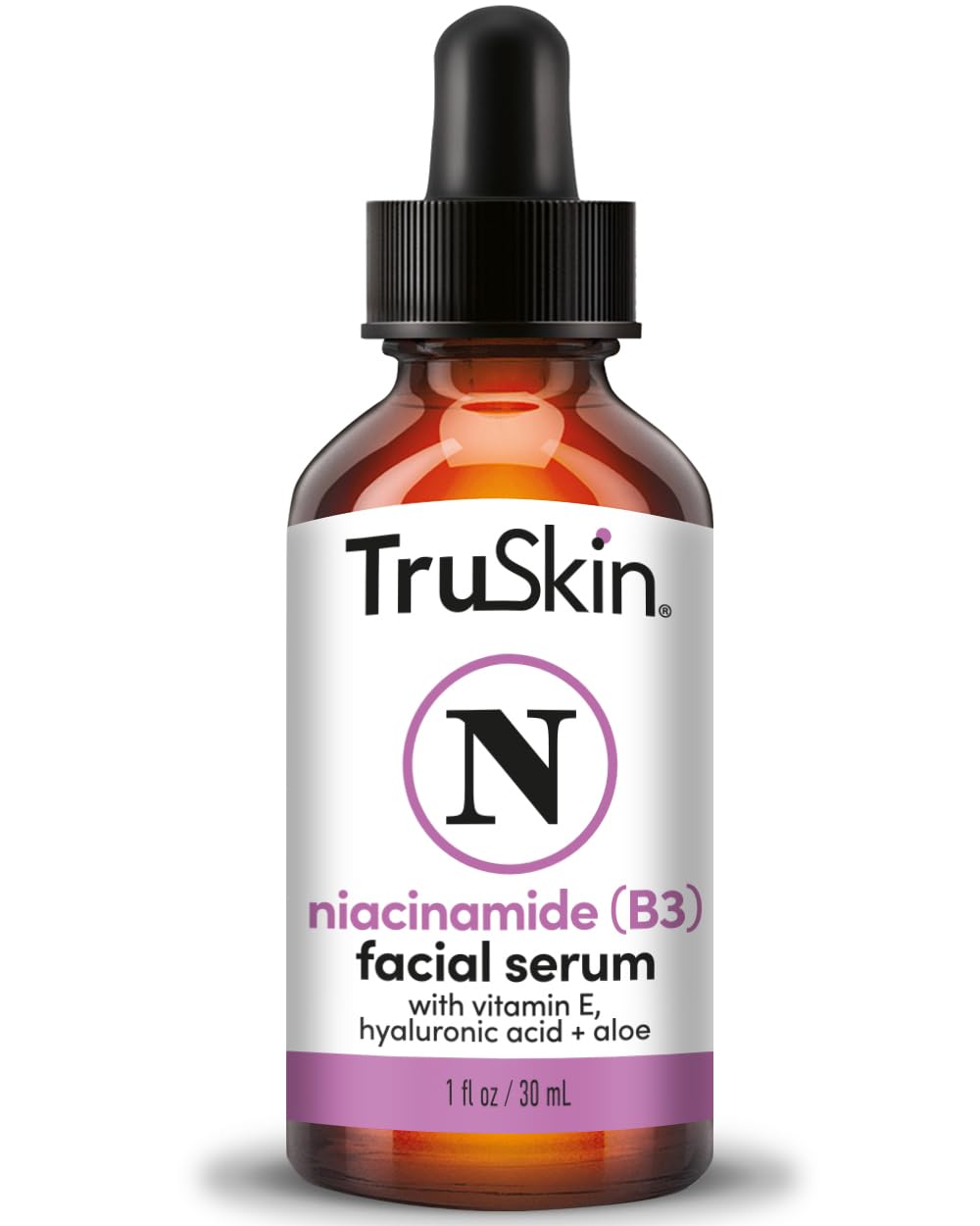 TruSkin B3 Niacinamide Serum pour le visage, flacon : pores réduits et teint unifié.