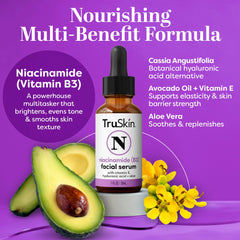 TruSkin B3 Niacinamide Serum pour le visage, texture légère et hydratation durable.