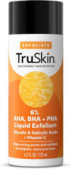 TruSkin BHA liquid exfoliant bottle with pump for gentle exfoliation and brighter skin.