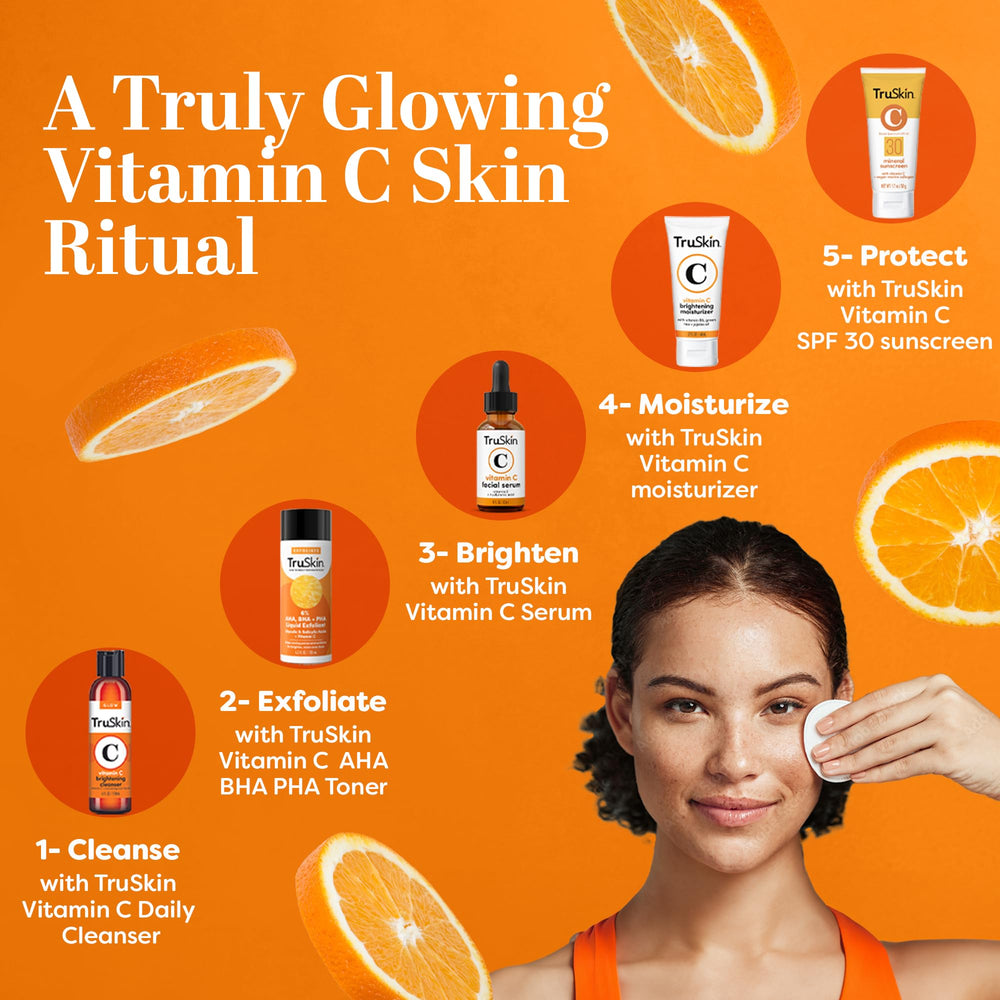 TruSkin BHA toner on cotton pad for daily exfoliation routine.