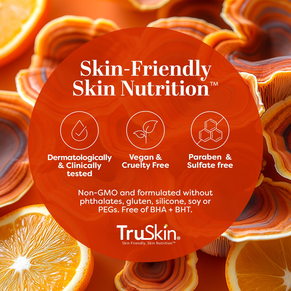 TruSkin BHA bottle with Vitamin C and Turmeric imagery suggesting glow.