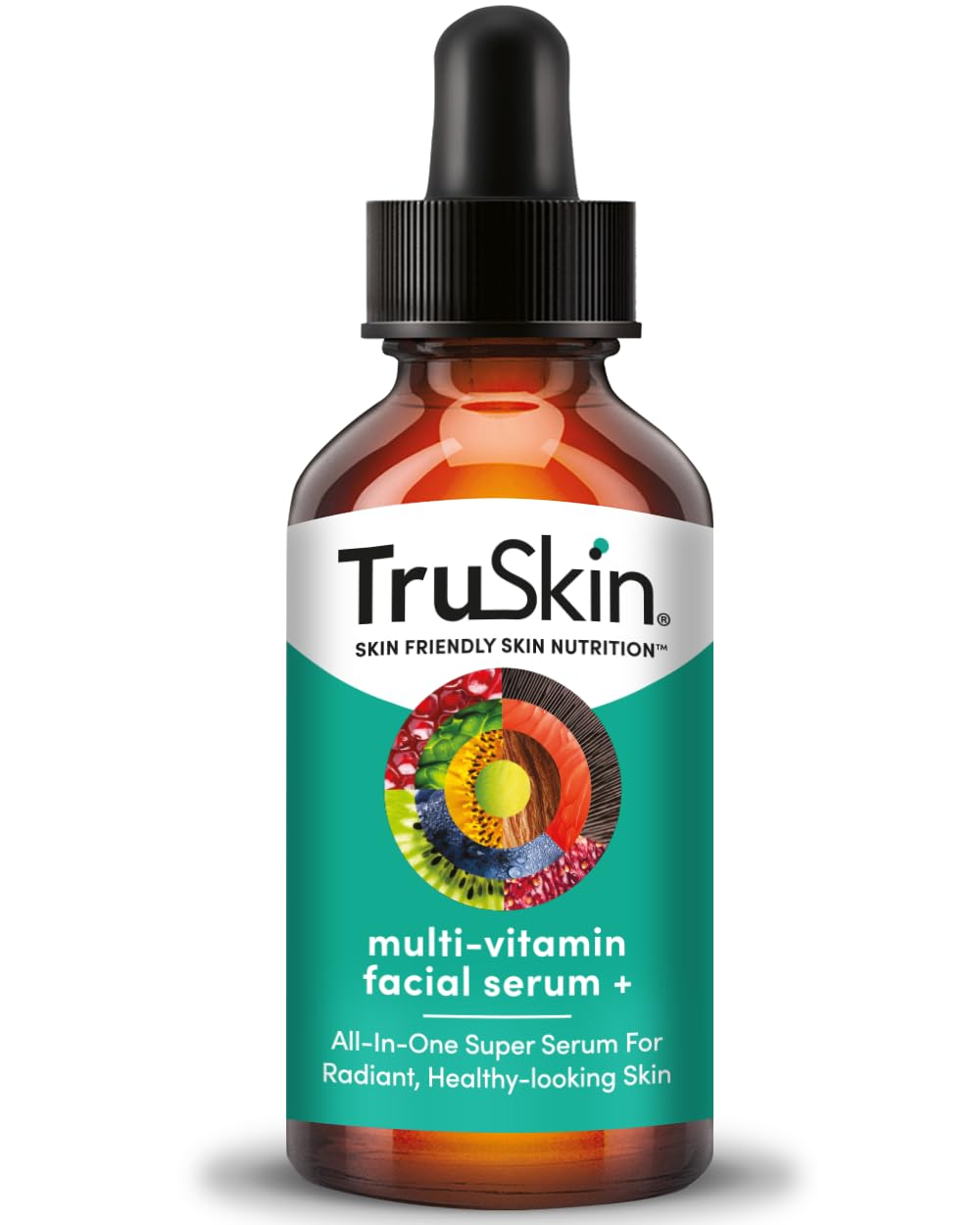 TruSkin facial serum bottle highlights 11 vitamins for nourished skin