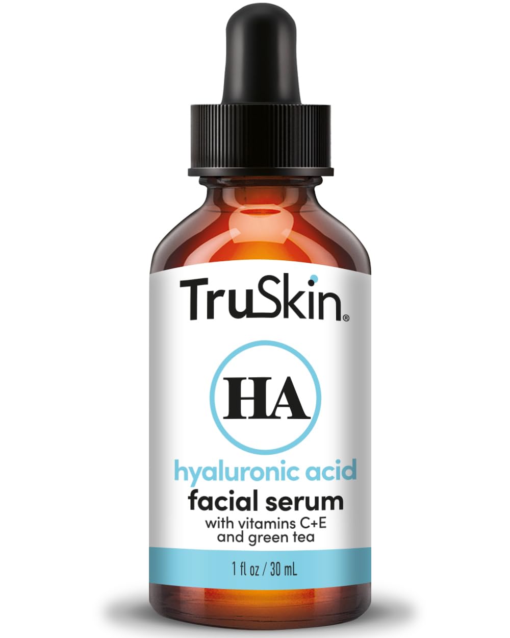 TruSkin Hyaluronic Serum bottle front view for hydration and plump-looking skin.