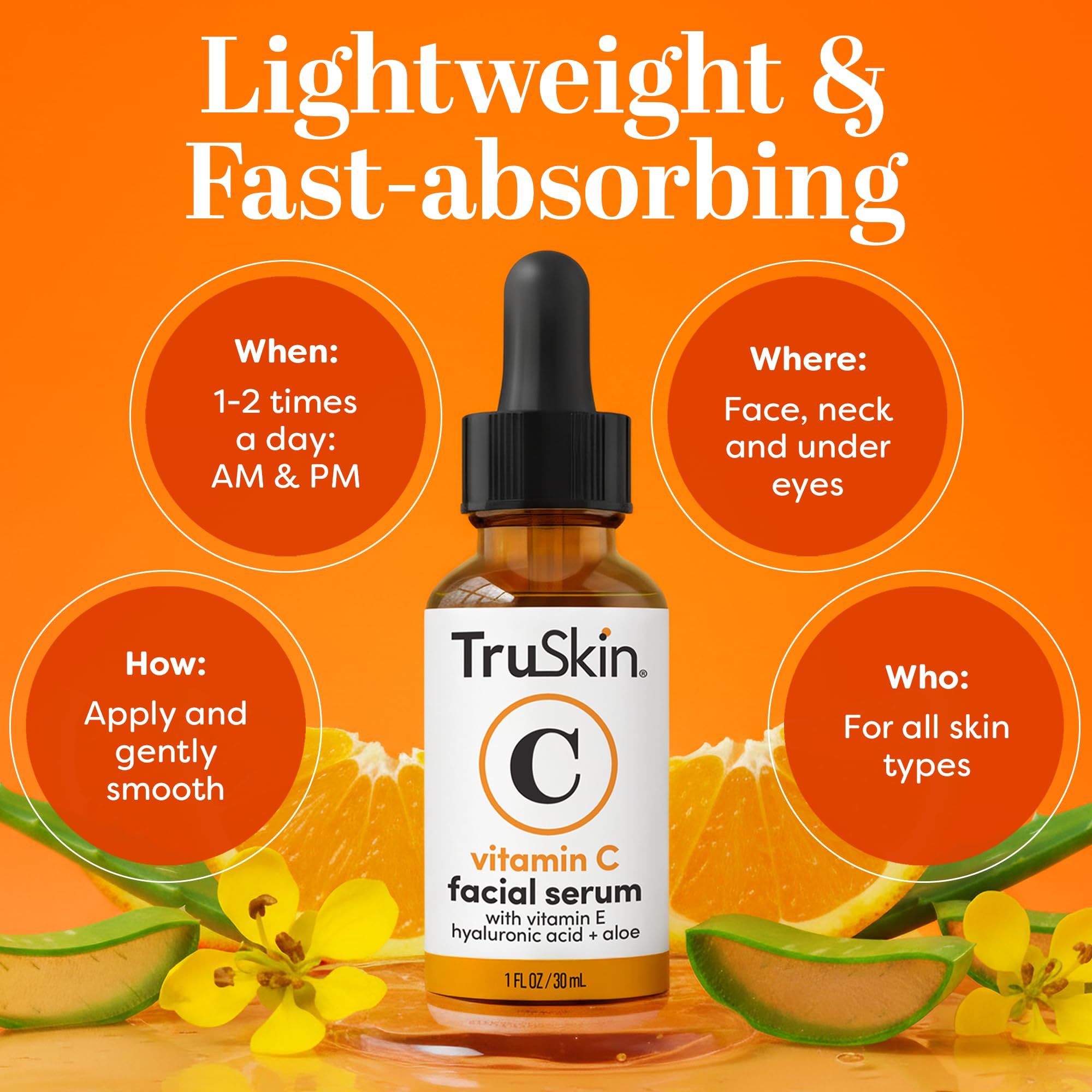 Sérum TruSkin Naturals Vitamine C crème pour le visage révèle l'éclat