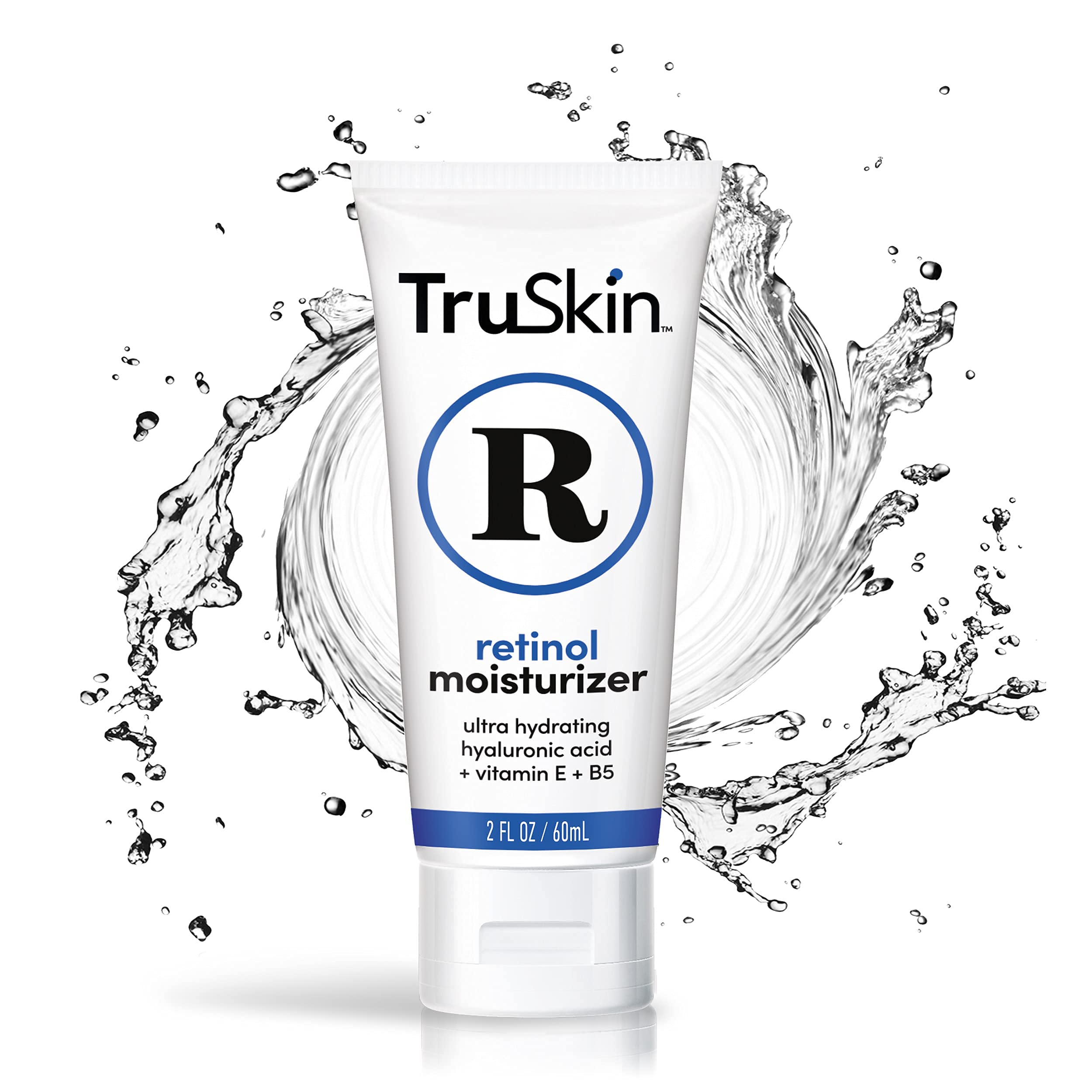 TruSkin Retinol Face Moisturizer label close-up with USA-made cruelty-free note.